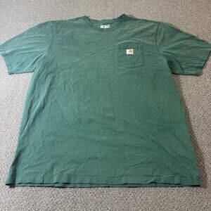 Carhartt Shirt Mens Size 2XL Tall Pocket Green Short Sleeve T Tee Flawed Work